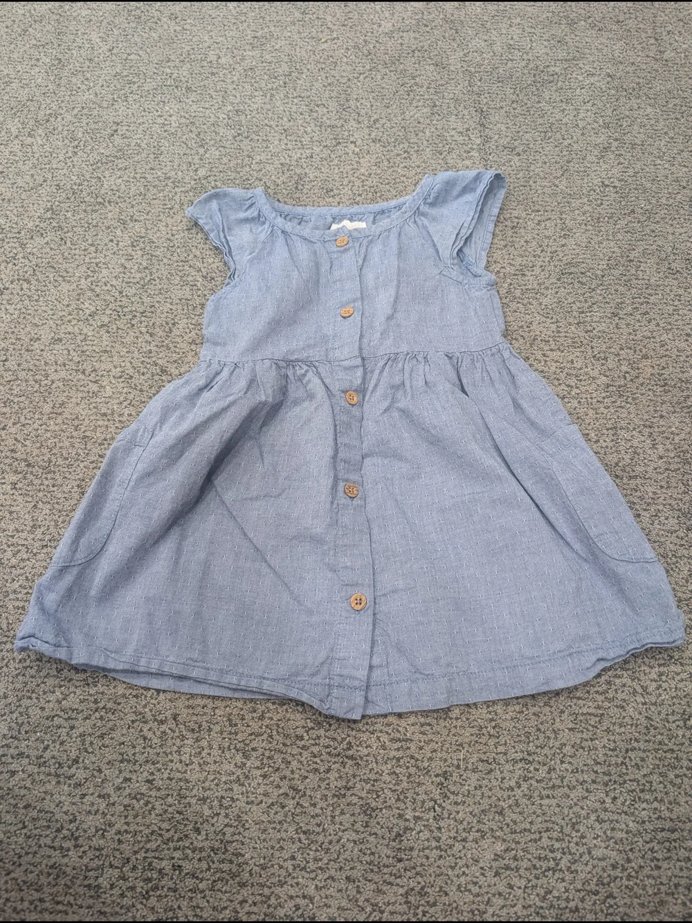Girls' Chambray Button-Front Dress - Light Blue